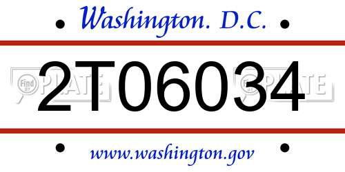 2T06034 District Of Columbia License Plate