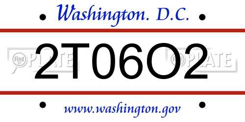 2T06O2 District Of Columbia License Plate