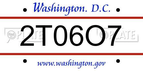 2T06O7 District Of Columbia License Plate
