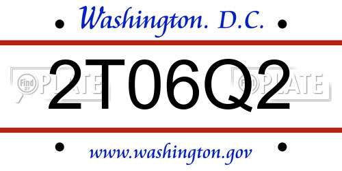 2T06Q2 District Of Columbia License Plate