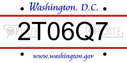 2T06Q7 District Of Columbia License Plate
