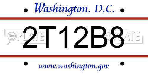 2T12B8 District Of Columbia License Plate