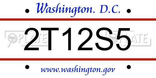 2T12S5 District Of Columbia License Plate