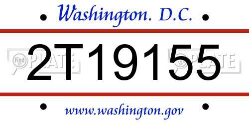 2T19155 District Of Columbia License Plate