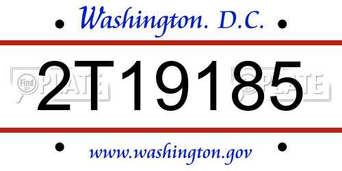 2T19185 District Of Columbia License Plate
