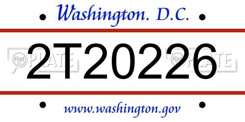 2T20226 District Of Columbia License Plate