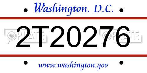 2T20276 District Of Columbia License Plate