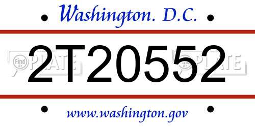 2T20552 District Of Columbia License Plate