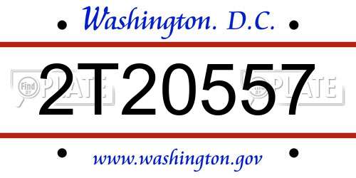 2T20557 District Of Columbia License Plate