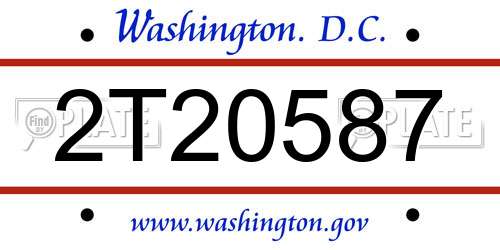 2T20587 District Of Columbia License Plate