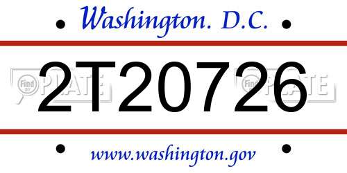 2T20726 District Of Columbia License Plate