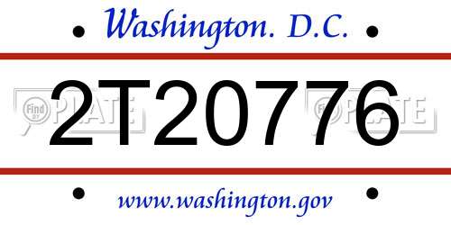 2T20776 District Of Columbia License Plate
