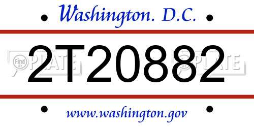 2T20882 District Of Columbia License Plate