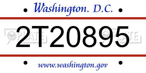 2T20895 District Of Columbia License Plate