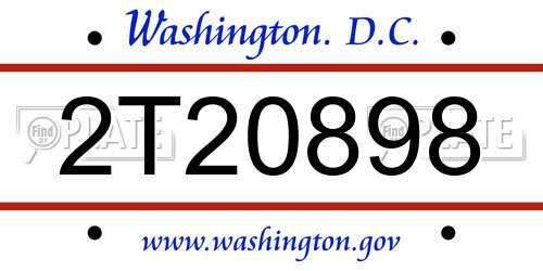 2T20898 District Of Columbia License Plate