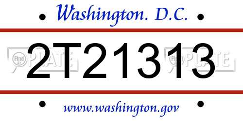 2T21313 District Of Columbia License Plate