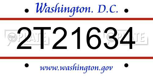 2T21634 District Of Columbia License Plate