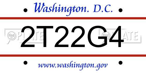 2T22G4 District Of Columbia License Plate