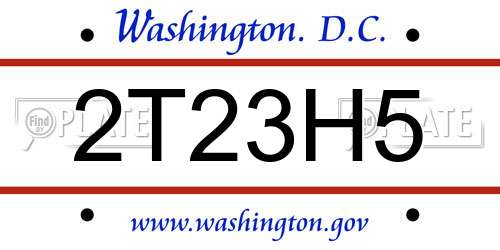 2T23H5 District Of Columbia License Plate