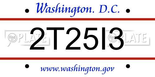 2T25I3 District Of Columbia License Plate
