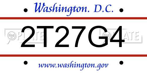 2T27G4 District Of Columbia License Plate
