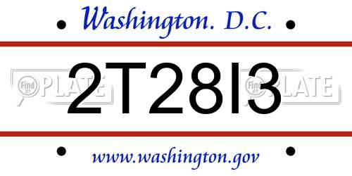 2T28I3 District Of Columbia License Plate