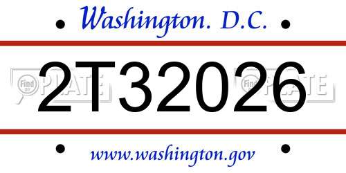 2T32026 District Of Columbia License Plate