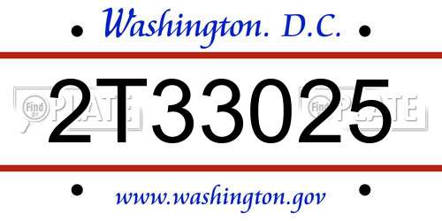 2T33025 District Of Columbia License Plate