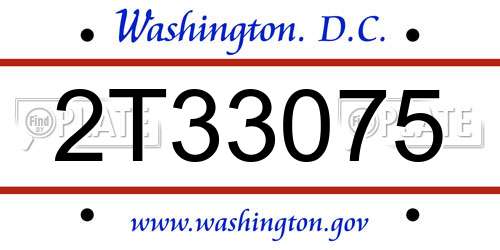 2T33075 District Of Columbia License Plate
