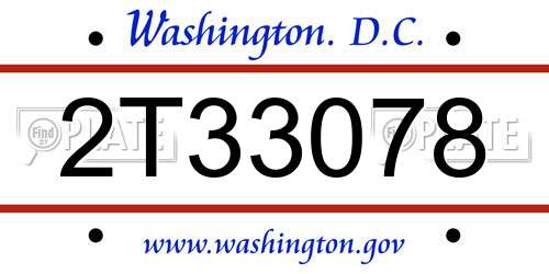 2T33078 District Of Columbia License Plate