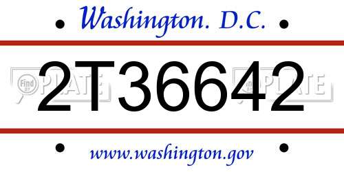 2T36642 District Of Columbia License Plate