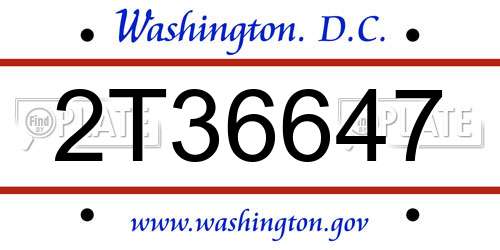 2T36647 District Of Columbia License Plate