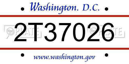 2T37026 District Of Columbia License Plate
