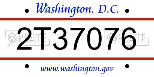 2T37076 District Of Columbia License Plate