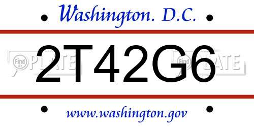2T42G6 District Of Columbia License Plate