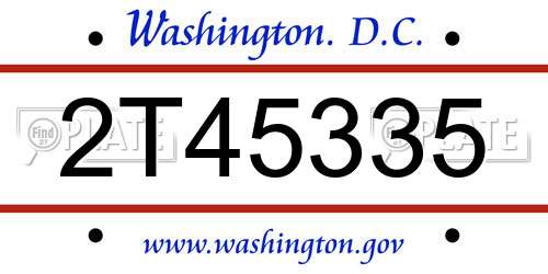 2T45335 District Of Columbia License Plate