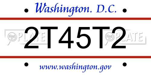 2T45T2 District Of Columbia License Plate