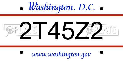 2T45Z2 District Of Columbia License Plate