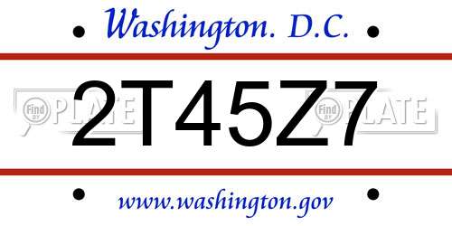 2T45Z7 District Of Columbia License Plate