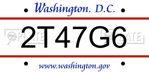 2T47G6 District Of Columbia License Plate