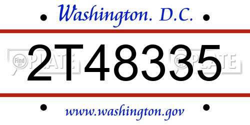 2T48335 District Of Columbia License Plate