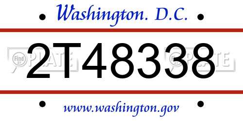 2T48338 District Of Columbia License Plate