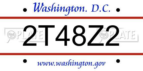 2T48Z2 District Of Columbia License Plate