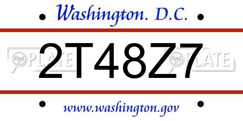 2T48Z7 District Of Columbia License Plate