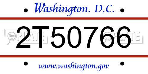2T50766 District Of Columbia License Plate