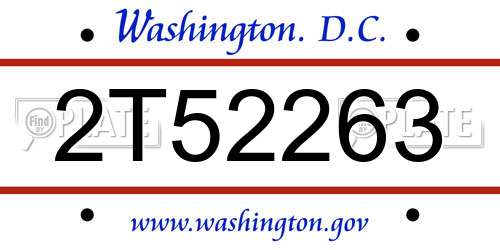 2T52263 District Of Columbia License Plate