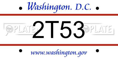 2T53 District Of Columbia License Plate