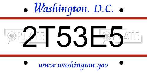 2T53E5 District Of Columbia License Plate