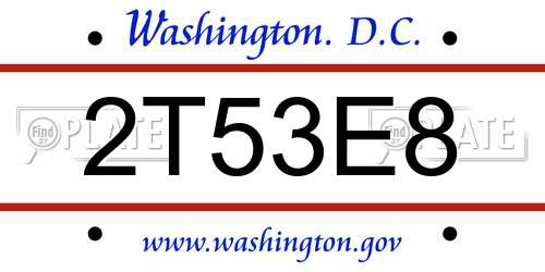 2T53E8 District Of Columbia License Plate