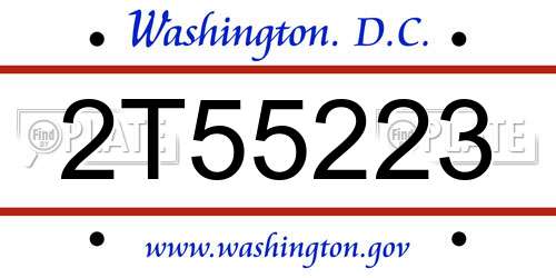 2T55223 District Of Columbia License Plate